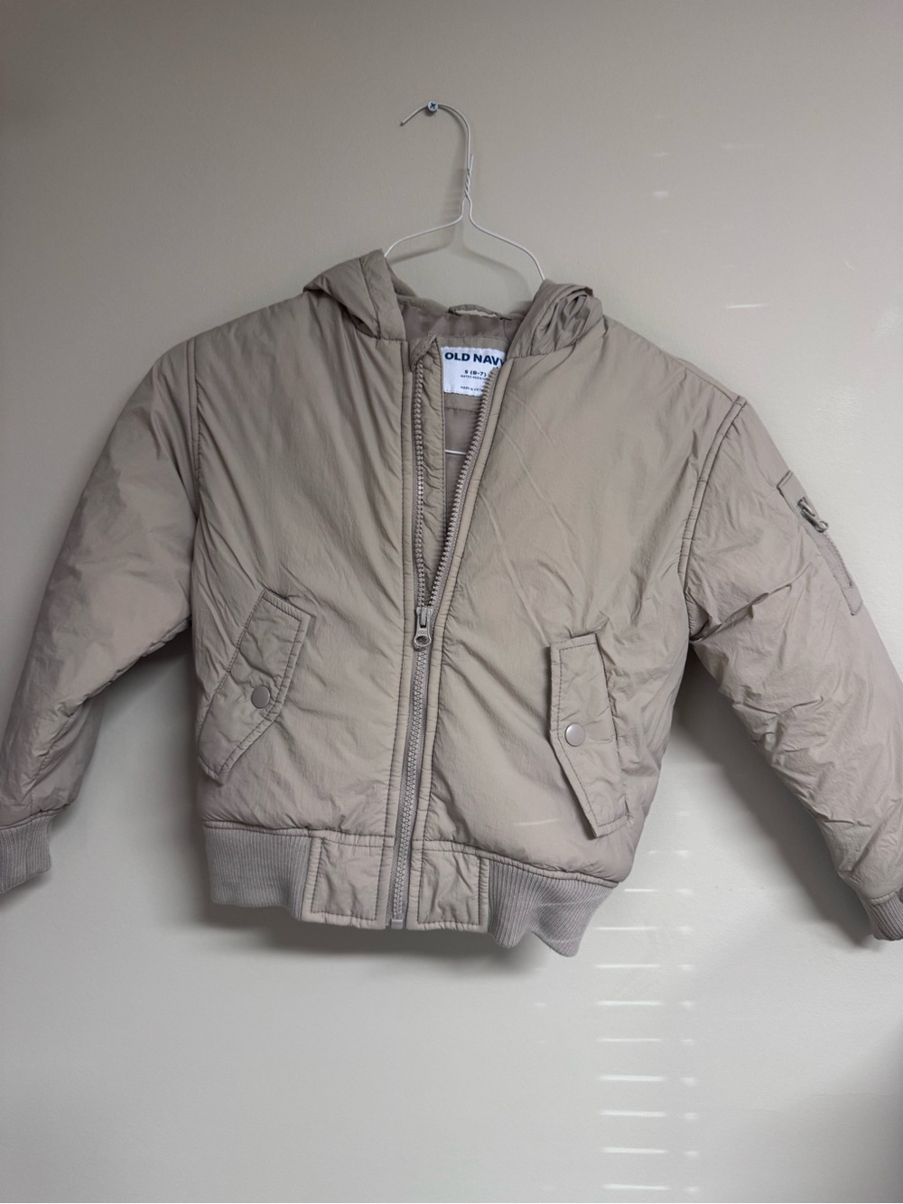 Old Navy Kids Light Beige Hooded Puffer Jacket